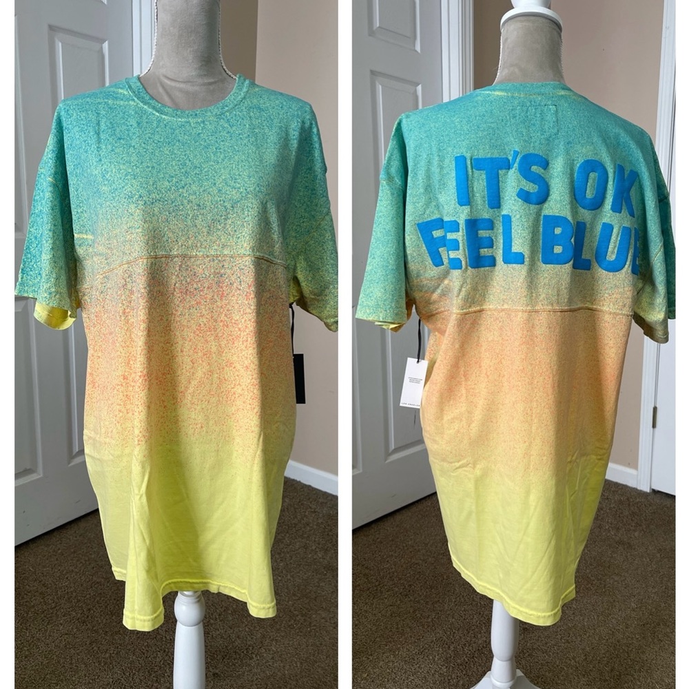 New spiritual jersey it’s OK to be blue Oversized mini T-shirt dress size small
